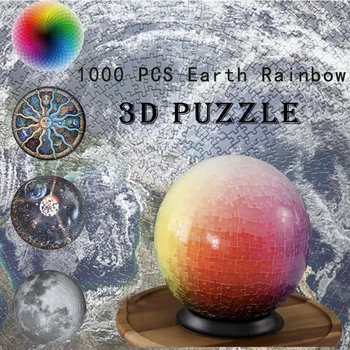1000pcs 3D Vaivorykštė Srityje Dėlionės Žemė Apvali Dėlionė Švietimo Žaislas Vaikams 