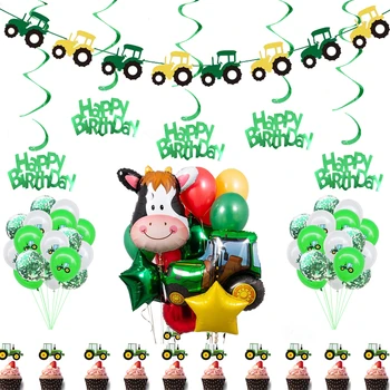 1Set Ekskavatorius, Traktorius Reklama Pripučiami Balionai su Gimtadieniu Baby Shower Vaikų Berniukų Gimtadienio Apdailos Reikmenys