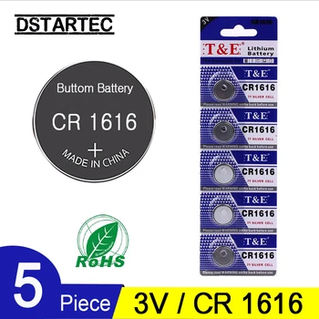 5vnt/Kortelės 30mAh 3V Lithium Button Cell Baterijos CR1616 DL1616 BR1616 ECR1616 5021LC L11 L28 LM1616 CR 1616 Monetos Elementų Baterijų