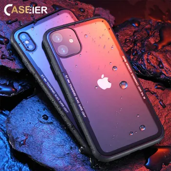CASEIER Grūdintas Stiklas Atveju iPhone, 11 Pro Max X XS Max Atveju Aukštos Kokybės HD, skaidraus Stiklo gaubtas, Skirtas 