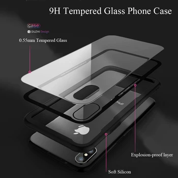 CASEIER Grūdintas Stiklas Atveju iPhone, 11 Pro Max X XS Max Atveju Aukštos Kokybės HD, skaidraus Stiklo gaubtas, Skirtas 