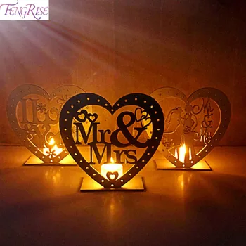FENGRISE Medinių Vestuvių Papuošalai LED Šviesos Nuotakos Mr&Mrs Vestuvių Apdailos Lentelės Vestuves Apdaila Už Prekes