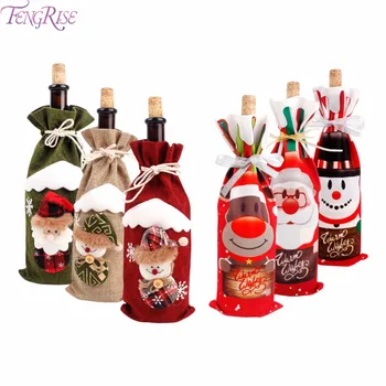 FENGRISE Santa Claus Vyno Butelio Dangtelį Kalėdų Dekoracijas namams 2020 Kalėdų Kojinę Dovanų Navidad Naujųjų Metų Dekoro 2021
