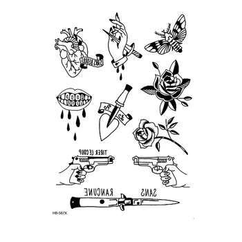 Rožių Gėlių Vandeniui Laikina Tatuiruotė lipdukas Durklas kūno menas, tatuiruotė rankovėmis vyrams Blizgučiai tatuiruotės Vyrų tatuajes temporales
