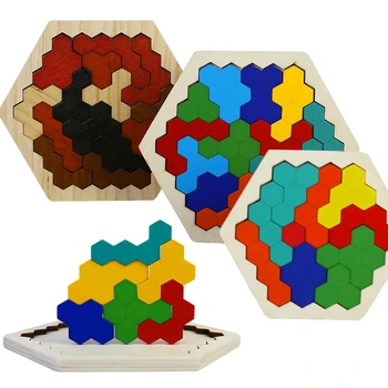 Spalvinga 3D Dėlionė Medinė Tangram Matematikos Žaislai, Dėlionės Tetriss Žaidimas Montessori Vaikų Švietimo Dėlionės Žaidimas Žaislas Vaikams