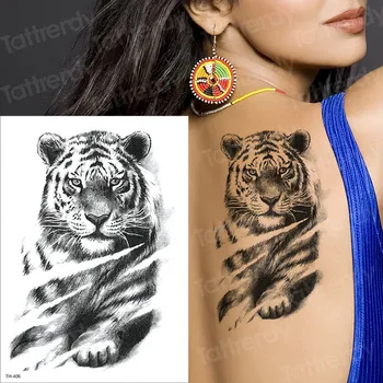 Tatuiruotė tatuiruotė rankovėmis lipdukas vyrų laikina tatuiruotė vilkas, tatuiruotė tiger cat nuryti tatuiruotės vandeniui netikras, tatuiruotė krūtinės kūno menas berniukai