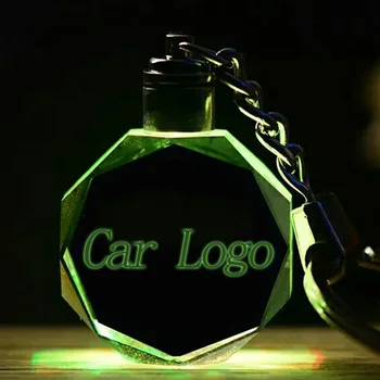 Vyrai Šviesos Key Chain užsakymą Logotipą, LED Iškirpti Stiklo Keychain Automobilių Transporto Logotipas paketų prižiūrėtojų raktinę Raktų pakabukas Audi Automobilių Raktų Žiedas Grandinės