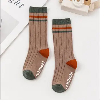0-3 Metų Kūdikių naujagimių kojines berniukas, mergaitė rudens žiemos naujos vertikalios dryžuotos vaikiškos kojinės spalvotų dviguba adata vamzdis kojinės