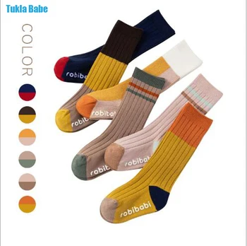 0-3 Metų Kūdikių naujagimių kojines berniukas, mergaitė rudens žiemos naujos vertikalios dryžuotos vaikiškos kojinės spalvotų dviguba adata vamzdis kojinės