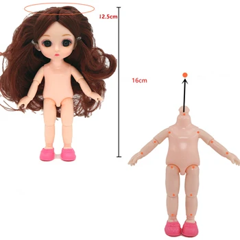 1/12 16cm Mini BJD Doll 13 Kilnojamojo Sujungta Lėlės Plika Baby Girl Kūno Mada 