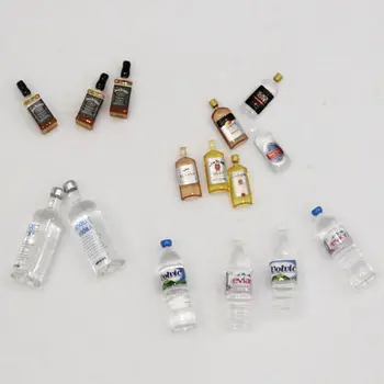 1:12 Miniatiūriniai Lėlių Priedai Mini Plastikinių Mineralinio Vandens Vyno Butelis Imitavimo Modelis Baldai Žaislai Lėlės Namas