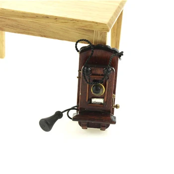 1:12 Miniatiūriniai Lėlių Senovinis Sieninis Laikiklis Telefono Vintage Stiliaus Svetainės, Miegamojo, Virtuvės Baldų Priedai