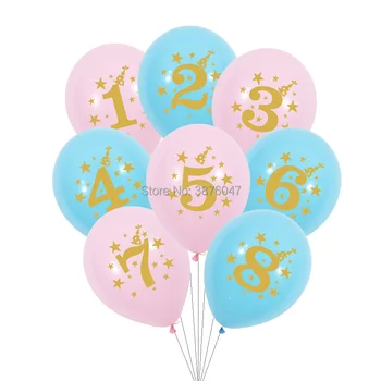 1 2 3 4 5 6 7 8 9-ojo gimtadienio balionas 1 2 3 4 5 6 7 8 9 metų gimtadieniu šalis dekoro aukso spausdinti balionai