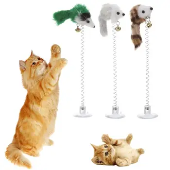 1/3Pcs Funny Cat Žaislai Elastinga Plunksnų False Pelės Apačioje Gyvis Žaislai Cat Kitten Žaisti Naminių Sėdynės Nulio Žaislas Naminių Kačių Produktas
