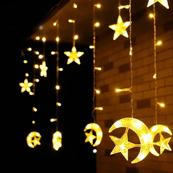1.5 M/3M/6M Mėnulio formos LED String žibintai Atostogų apšvietimo Pasakų Girlianda Kalėdinė Eglutė Vestuves Ramadanas vidaus Apdaila