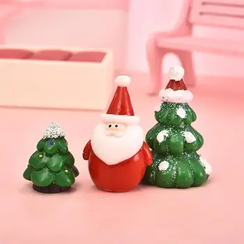 1-7pcs/set Miniatiūriniai Kalėdų Eglutė Kalėdų Senelis Snowmen Terariumai, Aksesuarų, Dovanų Dėžutėje Pasakos Sodo Figūrėlės Doll House Dekoro