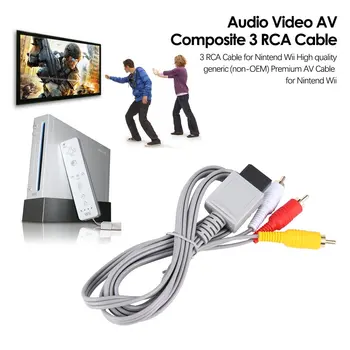 1.8 metrų Auksą, Sidabrą, Audio Video AV Composite 3 RCA Kabelis skirtas Nintendo Wii
