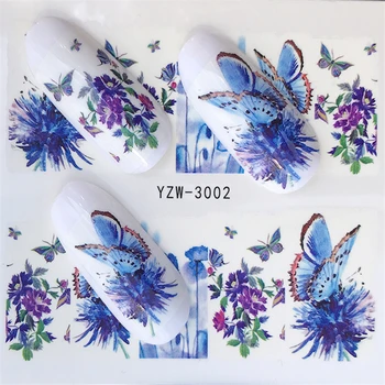 1 Lapas Blue Flower / Drugelis / Dream Catcher Nagų Lipdukai Watermark Manikiūro lenkijos Nagų Lipduką 32 Stilių Pasirinkti