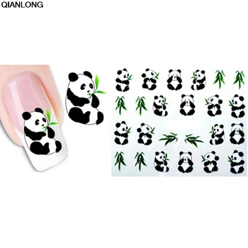 1 Lapas Naujo Dizaino 3D Vandens Perdavimo Spausdinimo Nagų Dailės Lipdukai Lipdukas Mielas Panda 