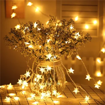 1 M 10 Star LED Šviesos Eilutę Šmėžavimas Girliandas Baterija Kalėdų Lempos Atostogų Šalis Vestuvių Dekoratyvinis Pasakų Žibintai