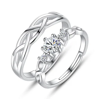 1 pasirinkite Naujas Romantiškas Atidaryti Meilužis Žiedas Pora Kristalų Opalas Akmuo Žiedas, Skirtas Moterims, Vyrams, Dovanų Naujų Sidabro spalvų Papuošalai 2020 m.