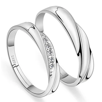 1 pasirinkite Naujas Romantiškas Atidaryti Meilužis Žiedas Pora Kristalų Opalas Akmuo Žiedas, Skirtas Moterims, Vyrams, Dovanų Naujų Sidabro spalvų Papuošalai 2020 m.