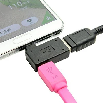 1 Pora (Kairė+Dešinė) 90 Laipsnių Kampu Mikro USB 2.0 OTG Host Adapteris su USB Maitinimo lizdas Mobilųjį Telefoną, Tabletės