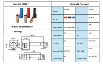 1 pora XT150 KAUPTI Jungties Adapteris 6mm Vyrų/Moterų Plug Aukšto Vertinta Vairo RC LiPo Baterijos 20% nuolaida
