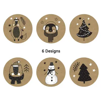 1 Ritinys(500pcs) 6 Dizainų 1 Colio Kalėdų Tema Antspaudas Etiketės, Lipdukai 