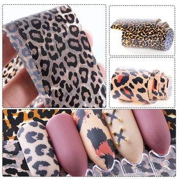 1 Roll Leopardas Spausdinti Nagų Folija Perdavimo Slankiklį Lipdukas Gyvūnų Žvaigždėtą Lipnios Nagų Wrap Decal 3D Apdaila Patarimai Manikiūro CH730