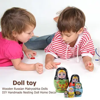 1 Set Lizdus, Lėlės Mergaitėms Spalva Dažytos Rusijos Matryoshka Lėlės Rankų Darbo Amatai