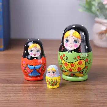 1 Set Lizdus, Lėlės Mergaitėms Spalva Dažytos Rusijos Matryoshka Lėlės Rankų Darbo Amatai
