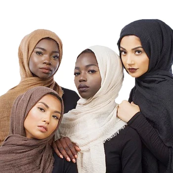1 VNT burbulas paprastas šalikas moterims musulmonų vingiuoti hijab šalikas femme musulman minkštos medvilnės skarelė islamo hijab skaros ir antklodės