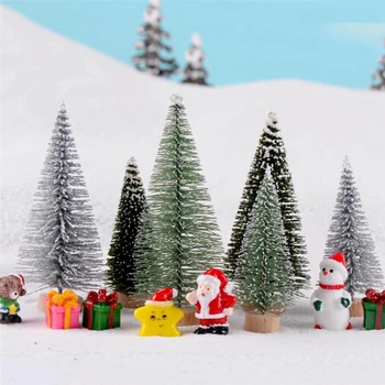 1 VNT Dirbtinės Kalėdų Eglutės Statulėlės Sizalio Šilko Kedro, Pušies Mini Mini Micro Kraštovaizdžio Naujųjų Metų Pasakų Sodo Dekoro
