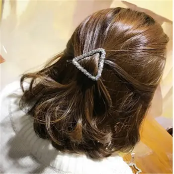 1 Vnt Mados Kristalų, Cirkonio Staigius Žvaigždė Trikampis Apvalios Formos Moterų Plaukų Clips Barrettes Plaukų Formavimo Priedai
