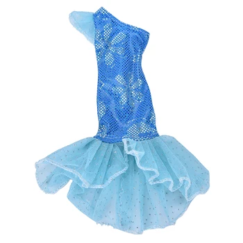 1 Vnt mados Rankų darbo Vienos Pečių Blue Undinė Suknelė Barbie Lėlės Drabužiai aukštos kokybės