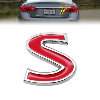 1 Vnt. Raudonos S Logotipas Automobilių Lipdukas 3D Logotipas Ženklelis Decal Apdaila Reikmenys Infiniti Q50 Q50S Q50L G37 G25 QX70 FX35 FX37