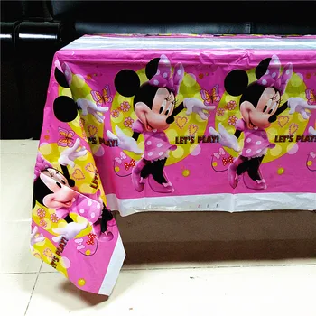1 vnt. Rausvos spalvos, Minnie Mouse Šalies Prekių Staltiesė Už Vaikų Mergaičių Gimtadienis, Staltiesės Šalis Festivalis Apdailos šalies supplie