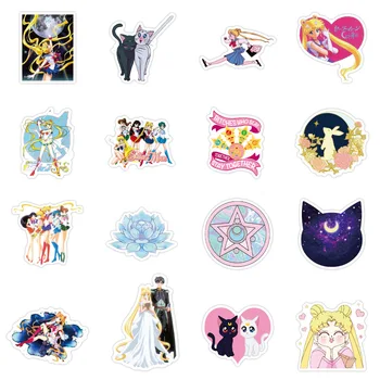 10/30/50PCS Graži Mergina Anime Per Sailor Moon Mobiliojo Telefono Vandens Puodelį Sąsiuvinis Vandeniui Apdailos Lipdukai Didmeninės