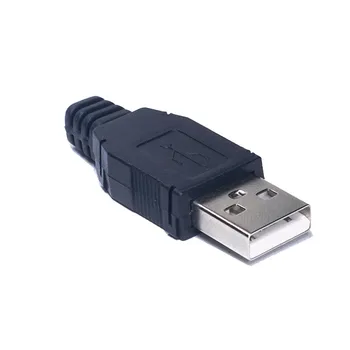 10 vnt./daug USB Vyrų Sagtis Jungtys Plastiko Lukštais USB Jungtis Jack Uodegą Kištuką Sockect Terminalai