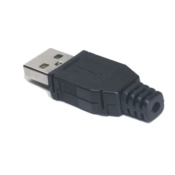 10 vnt./daug USB Vyrų Sagtis Jungtys Plastiko Lukštais USB Jungtis Jack Uodegą Kištuką Sockect Terminalai
