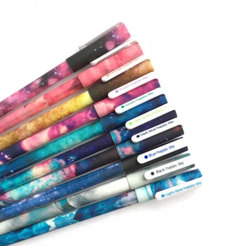 10 vnt Galaxy spalvos gelio rašiklis Žvaigždžių žvaigždė 0,5 mm tušinukai canetas Kanceliarines prekes Raštinės reikmenys, mokyklinės prekės, F308