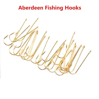 100vnt Ilgu Kotu Aberdeen Žvejybos Kabliukai Gėlo Vandens Gyvenimo Jaukai, Žuvų Kablys Jig Kabliukai PanFish Crappie Žvejybos Reikmenys Kablys Aukso