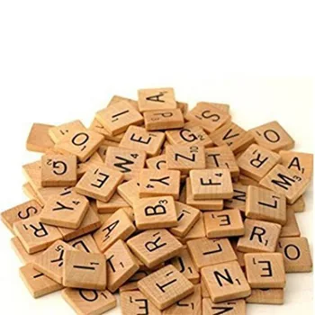 100vnt Mediniai Abėcėlė Scrabble Plytelės Juodos Raidės & Numeriai Amatų Medienos Skaitmeninis Dėlionės