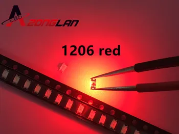 100VNT Nemokamas Pristatymas 1206 raudona lemputė šviesos diodas SMD LED 3216 Diodų SMD 1206 led 620-625NM 100-120MCD 2,0-2.6 V 3.2*1.6