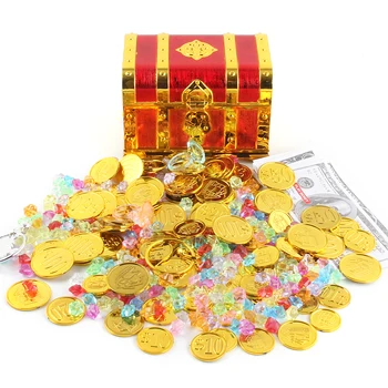 100vnt Plastiko Piratų Aukso Monetas, Spalvinga Aukso Lobio Monetų Žaisti Už Šalies Prekių Piratų Partija Treasure Hunt Žaidimas