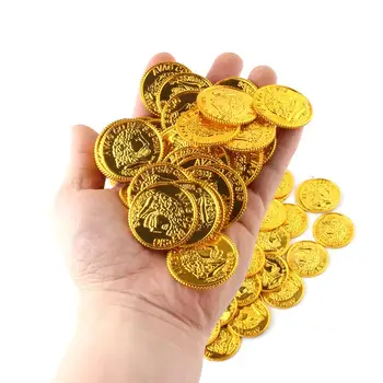 100vnt Plastiko Piratų Aukso Monetas, Spalvinga Aukso Lobio Monetų Žaisti Už Šalies Prekių Piratų Partija Treasure Hunt Žaidimas