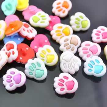 100vnt saldainiai spalvos mažų bear paw daugiaspalvis animacinis vaikas plastiko mygtuką vaikų drabužių siuvimo amatai, 13mm