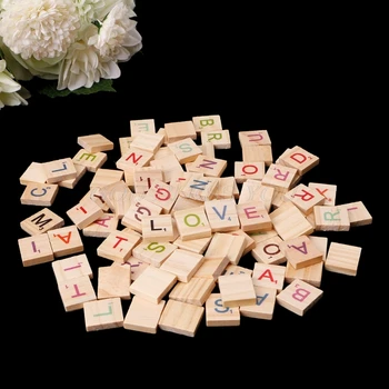 100X Mediniai Scrabble Plytelės Spalvinga Raidžių Skaičius Amatų Medienos Abėcėlė Žaislas Lašas Laivybos