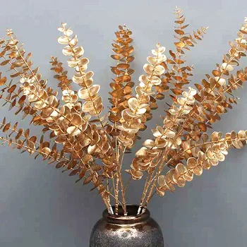 105 CM, 80 CM Dideli Dirbtiniai Augalai Aukso Plastiko Palmių Filialas Gėlių kompozicijų Medžiagos Vestuvių Lapai Namų Puošybai